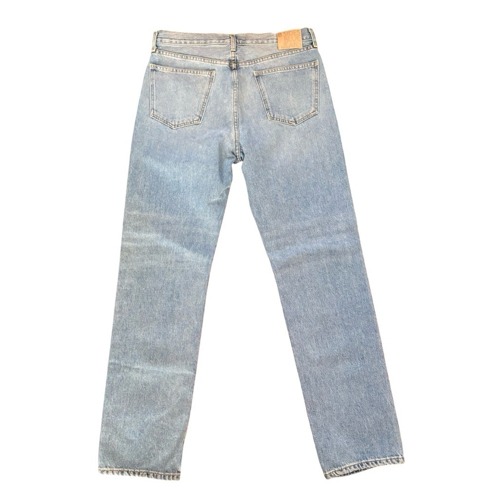 B SIDES Womens Plein Relaxed Straight Leg Jean Light Blue Sz 30 New Without Tags - Picture 3 of 9